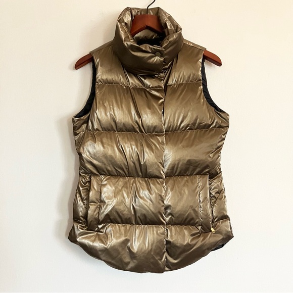 Athleta Downtown Gold Bronze Metallic Down Puffer Vest - Size Small - Like NEW! - Picture 6 of 13